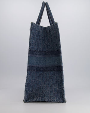 Christian Dior Denim Blue Oblique Canvas Large Book Tote Bag