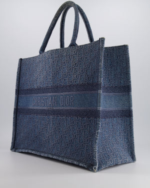 Christian Dior Denim Blue Oblique Canvas Large Book Tote Bag