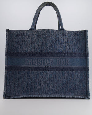 Christian Dior Denim Blue Oblique Canvas Large Book Tote Bag