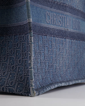 Christian Dior Denim Blue Oblique Canvas Large Book Tote Bag