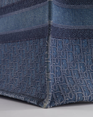 Christian Dior Denim Blue Oblique Canvas Large Book Tote Bag