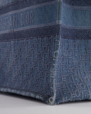 Christian Dior Denim Blue Oblique Canvas Large Book Tote Bag