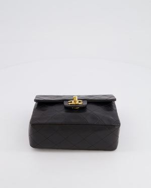 Chanel Vintage Black Mini Square Single Flap Bag in Lambskin Leather with 24K Gold Hardware