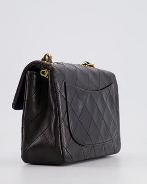 Chanel Vintage Black Mini Square Single Flap Bag in Lambskin Leather with 24K Gold Hardware