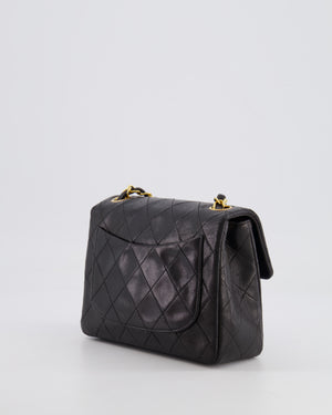 Chanel Vintage Black Mini Square Single Flap Bag in Lambskin Leather with 24K Gold Hardware
