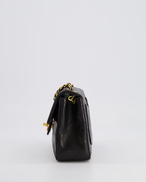 Chanel Vintage Black Mini Square Single Flap Bag in Lambskin Leather with 24K Gold Hardware
