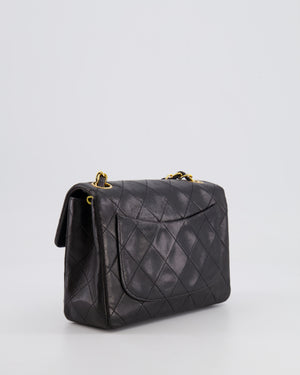 Chanel Vintage Black Mini Square Single Flap Bag in Lambskin Leather with 24K Gold Hardware