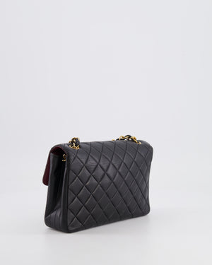 Chanel Vintage Black Small Single Flap Bag in Lambskin Leather with Round CC 24K Gold Hardware