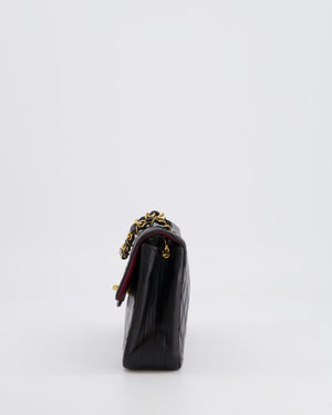 Chanel Vintage Black Small Single Flap Bag in Lambskin Leather with Round CC 24K Gold Hardware