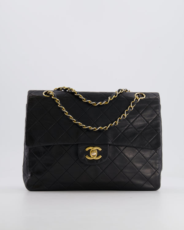 *FIRE PRICE* Chanel Black Vintage Medium Double Flap Bag in Lambskin Leather with 24K Gold Hardware