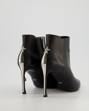 Christian Dior Stiletto Ankle Boots With Silver Metal Heel Detail Size EU 38.5