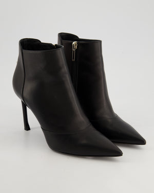 Christian Dior Stiletto Ankle Boots With Silver Metal Heel Detail Size EU 38.5