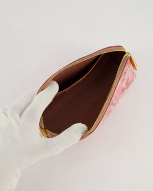 Louis Vuitton PM Cosmetic Pouch in Rose Vernis Monogram Canvas With Gold Hardware