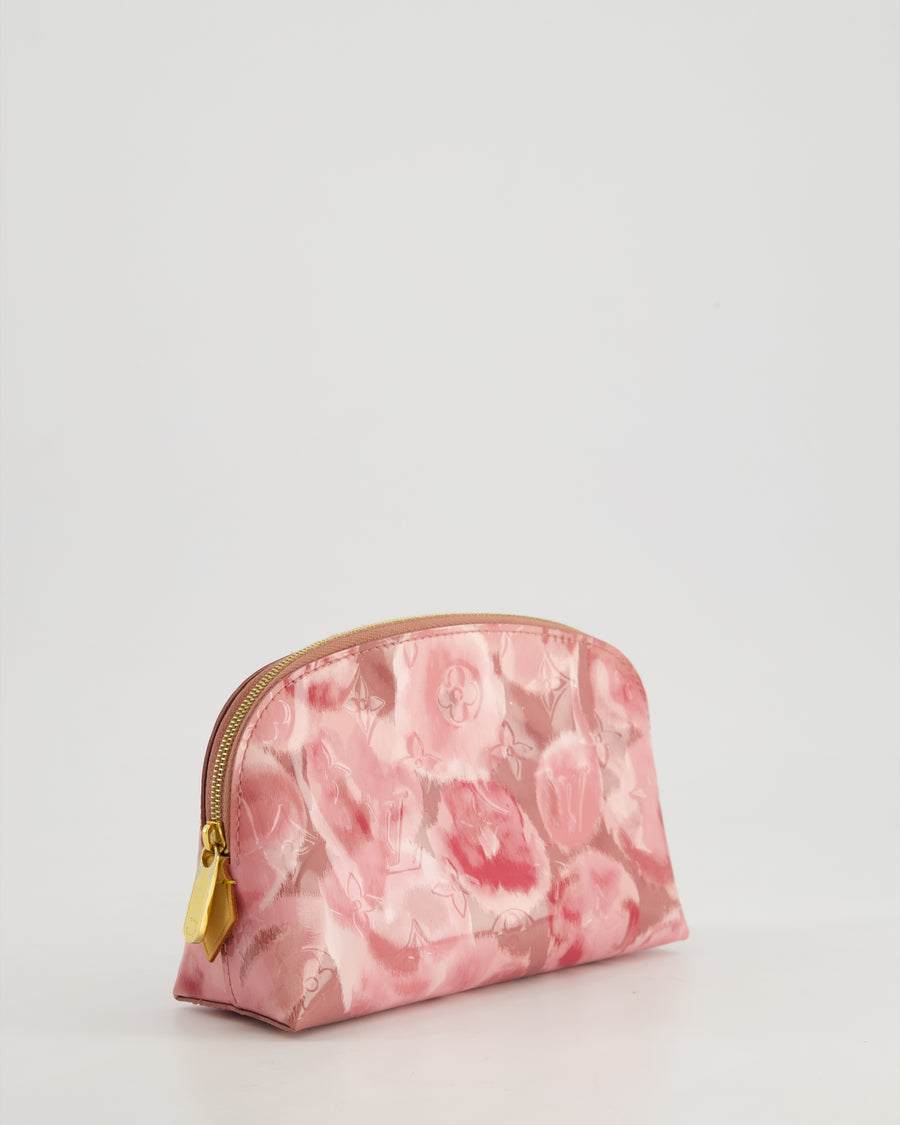 Louis Vuitton PM Cosmetic Pouch in Rose Vernis Monogram Canvas With Gold Hardware