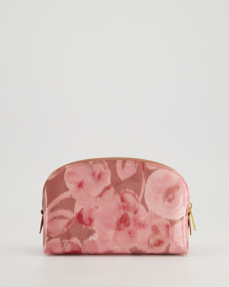 Louis Vuitton PM Cosmetic Pouch in Rose Vernis Monogram Canvas With Gold Hardware