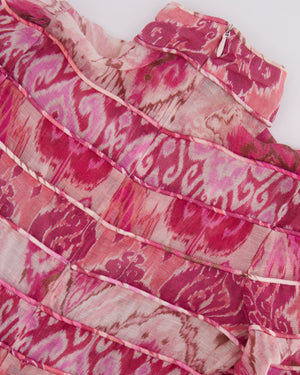 Zimmermann Pink Silk Abstract Printed Long-Sleeve Mini Dress Size 0 (UK 8)