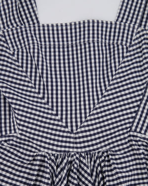 Dolce Gabbana Navy and White Vichy Printed Sleeveless Mini Dress Size IT 42 (UK 10)