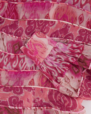 Zimmermann Pink Silk Abstract Printed Long-Sleeve Mini Dress Size 0 (UK 8)