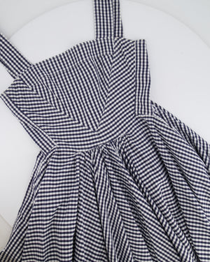 Dolce Gabbana Navy and White Vichy Printed Sleeveless Mini Dress Size IT 42 (UK 10)