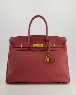 *RARE*Hermès Birkin Retourne 35cm Bag in Bois de Rose Clemence Leather with Gold Hardware