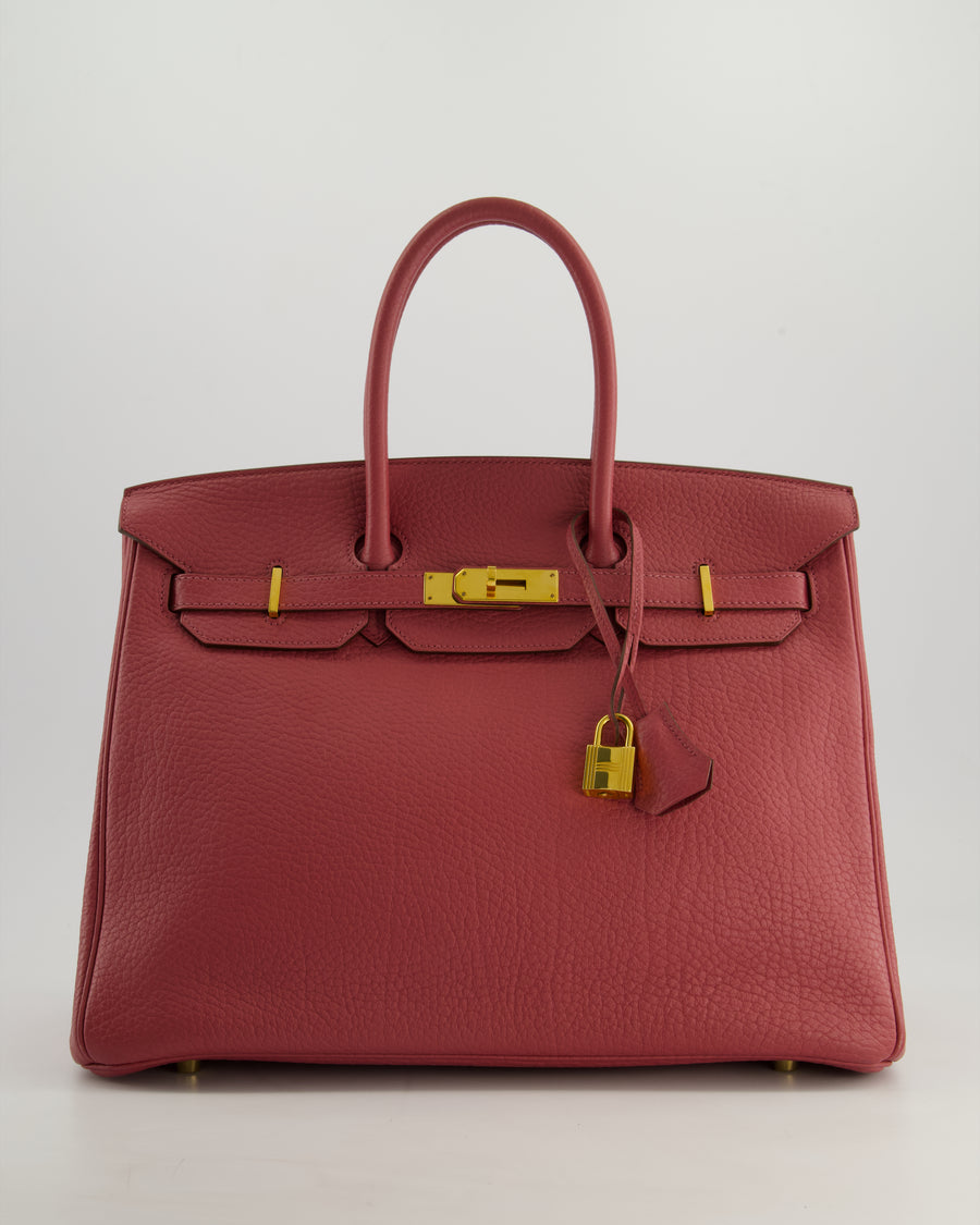 *RARE*Hermès Birkin Retourne 35cm Bag in Bois de Rose Clemence Leather with Gold Hardware