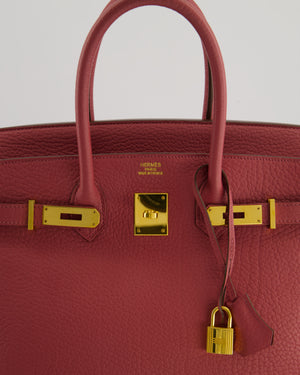 *RARE*Hermès Birkin Retourne 35cm Bag in Bois de Rose Clemence Leather with Gold Hardware