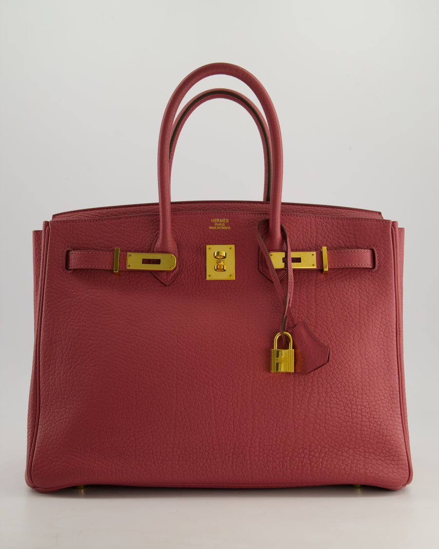 *RARE*Hermès Birkin Retourne 35cm Bag in Bois de Rose Clemence Leather with Gold Hardware