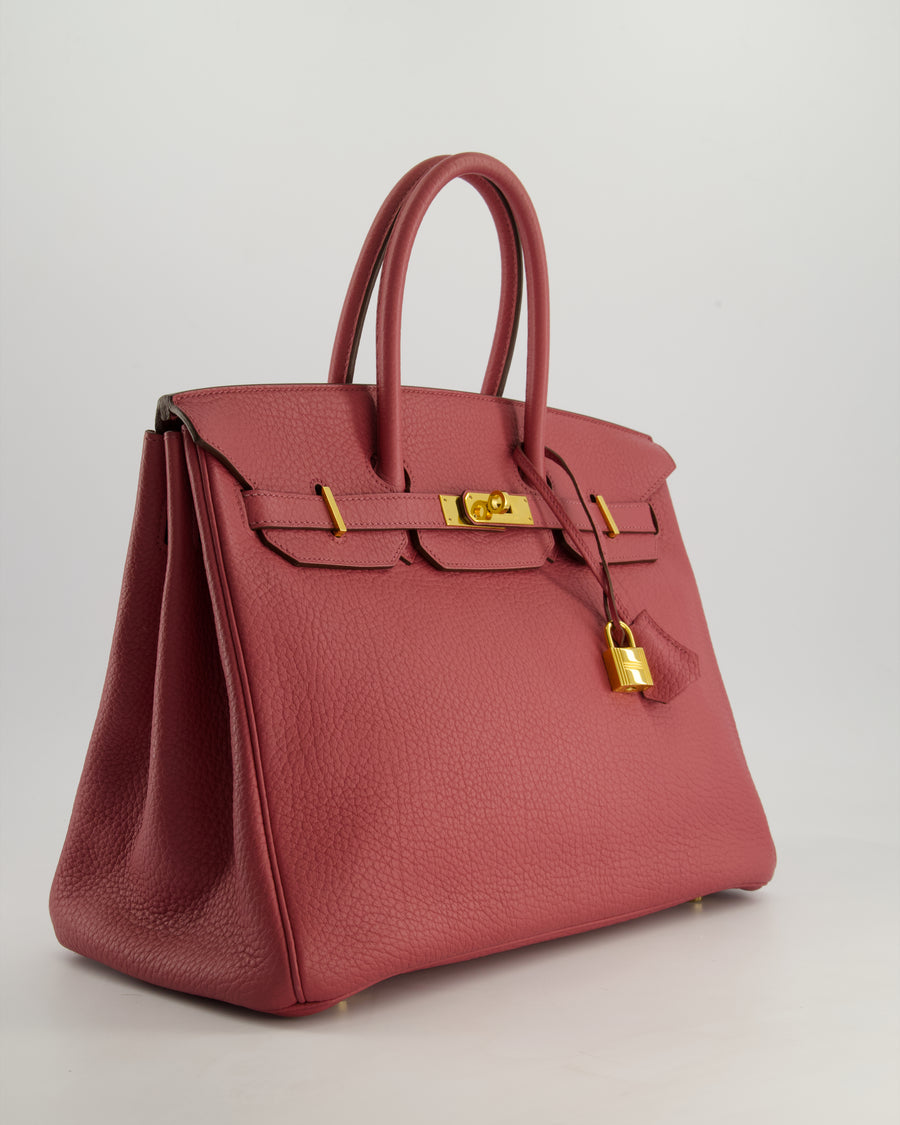 *RARE*Hermès Birkin Retourne 35cm Bag in Bois de Rose Clemence Leather with Gold Hardware