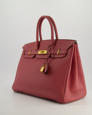 *RARE*Hermès Birkin Retourne 35cm Bag in Bois de Rose Clemence Leather with Gold Hardware