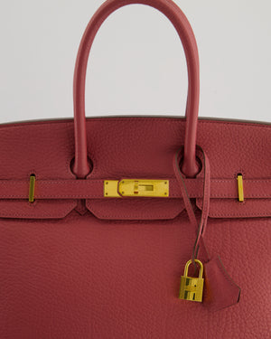 *RARE*Hermès Birkin Retourne 35cm Bag in Bois de Rose Clemence Leather with Gold Hardware
