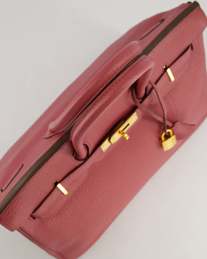 *RARE*Hermès Birkin Retourne 35cm Bag in Bois de Rose Clemence Leather with Gold Hardware