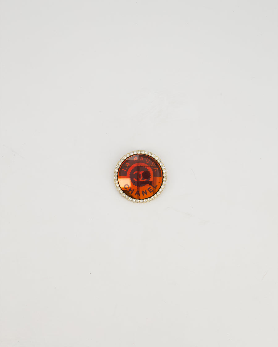 Chanel 'LA PAUSA' 2019 Orange Brooch with Crystal Detail