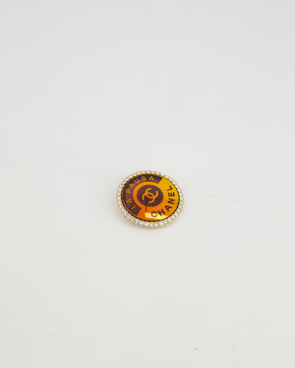 Chanel 'LA PAUSA' 2019 Orange Brooch with Crystal Detail