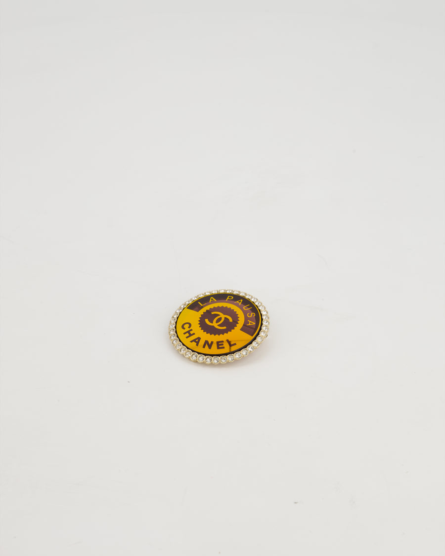 Chanel 'LA PAUSA' 2019 Orange Brooch with Crystal Detail