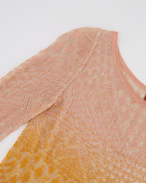 Missoni Light Pink, Orange, Yellow Metallic Long Sleeve Top Size UK 8/10