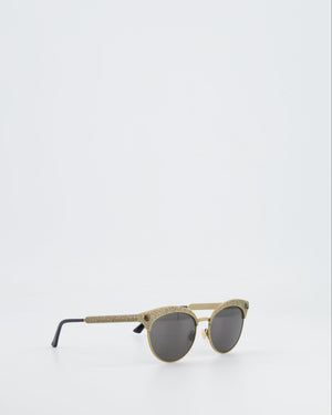 Gucci Brushed Gold Baroque Sunglasses with Tiger Head Details