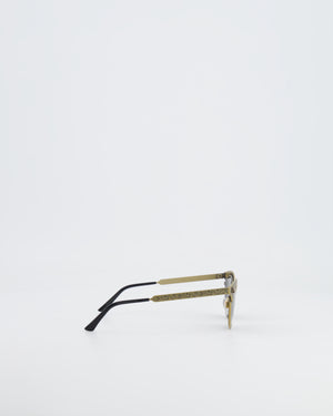 Gucci Brushed Gold Baroque Sunglasses with Tiger Head Details