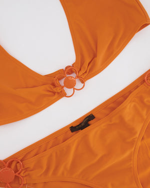 Louis Vuitton Orange Two-Piece Bikini Set with Floral Details Size FR 40/44 (UK 12/16)