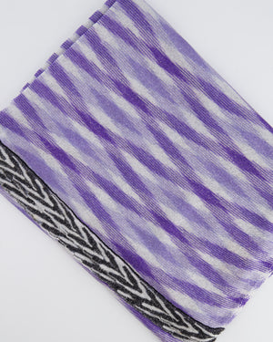 Missoni Purple and White Striped Metallic Scarf RRP £260