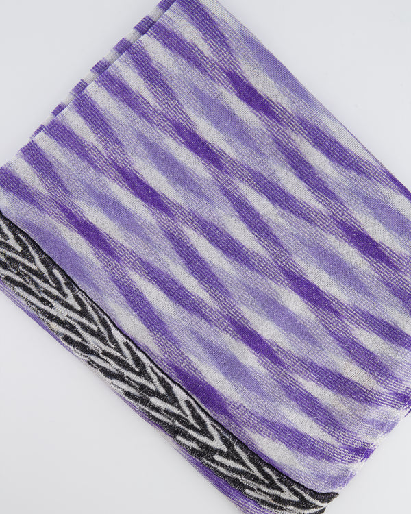 Missoni Purple and White Striped Metallic Scarf RRP £260