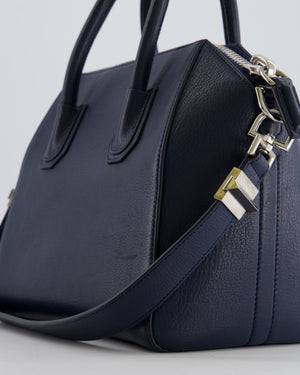 Givenchy Navy Small Antigona Bag in Grained Leather with Silver Hardware RRP £1,680