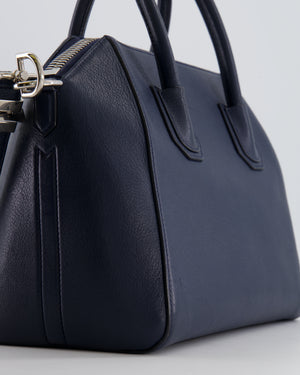 Givenchy Navy Small Antigona Bag in Grained Leather with Silver Hardware RRP £1,680