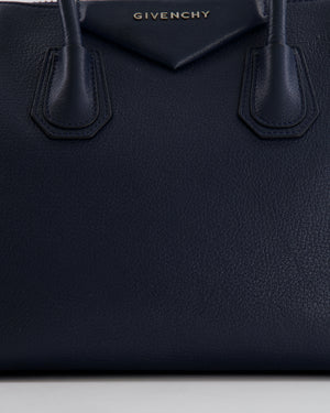 Givenchy Navy Small Antigona Bag in Grained Leather with Silver Hardware RRP £1,680