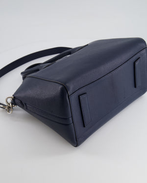 Givenchy Navy Small Antigona Bag in Grained Leather with Silver Hardware RRP £1,680