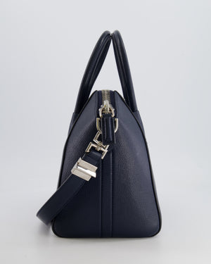 Givenchy Navy Small Antigona Bag in Grained Leather with Silver Hardware RRP £1,680