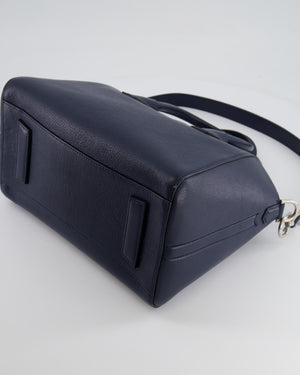 Givenchy Navy Small Antigona Bag in Grained Leather with Silver Hardware RRP £1,680