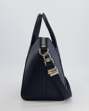 Givenchy Navy Small Antigona Bag in Grained Leather with Silver Hardware RRP £1,680