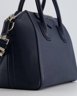 Givenchy Navy Small Antigona Bag in Grained Leather with Silver Hardware RRP £1,680