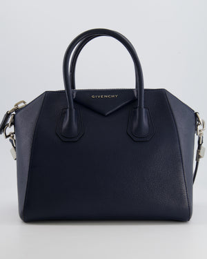 Givenchy Navy Small Antigona Bag in Grained Leather with Silver Hardware RRP £1,680
