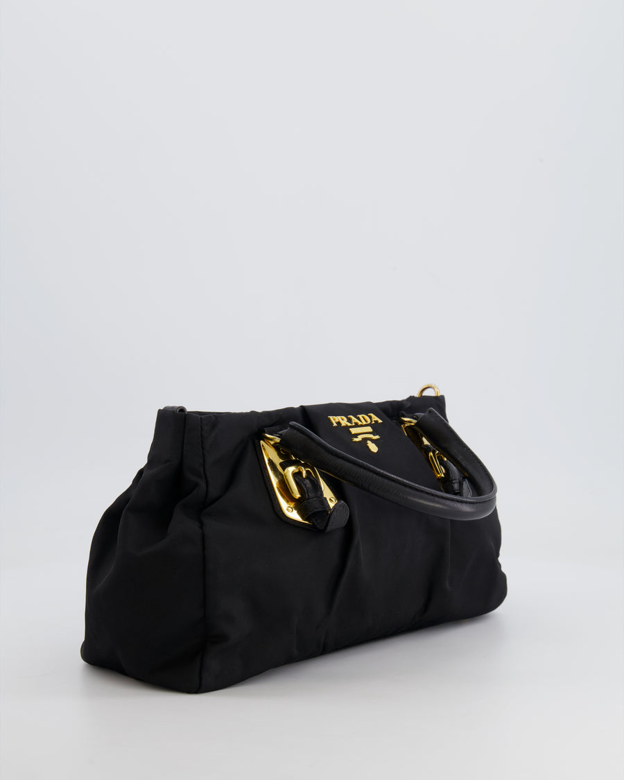 Prada Black Nylon Small Crossbody Bag with Gold Hardware